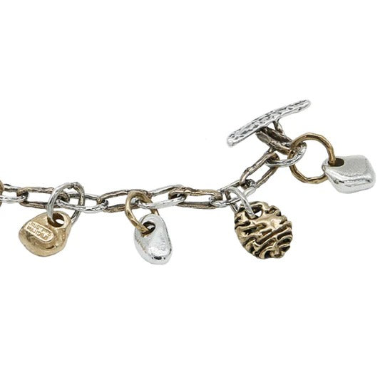 Bracciale Sassi charms maglia argento 925 e bronzo - BA071 Mandile