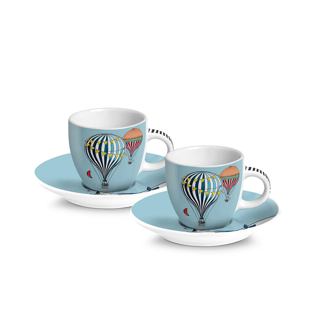 SET 2 TAZZE CAFFE' C/PIATTINO GIRAMONDO CELESTE 80ML