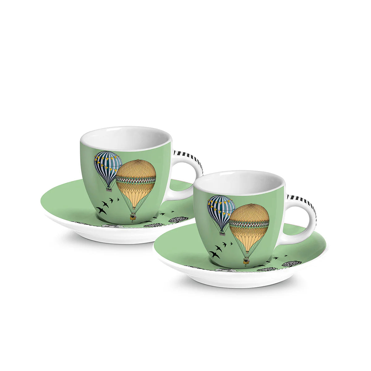 SET 2 TAZZE CAFFE' C/PIATTINO GIRAMONDO VERDE 80ML