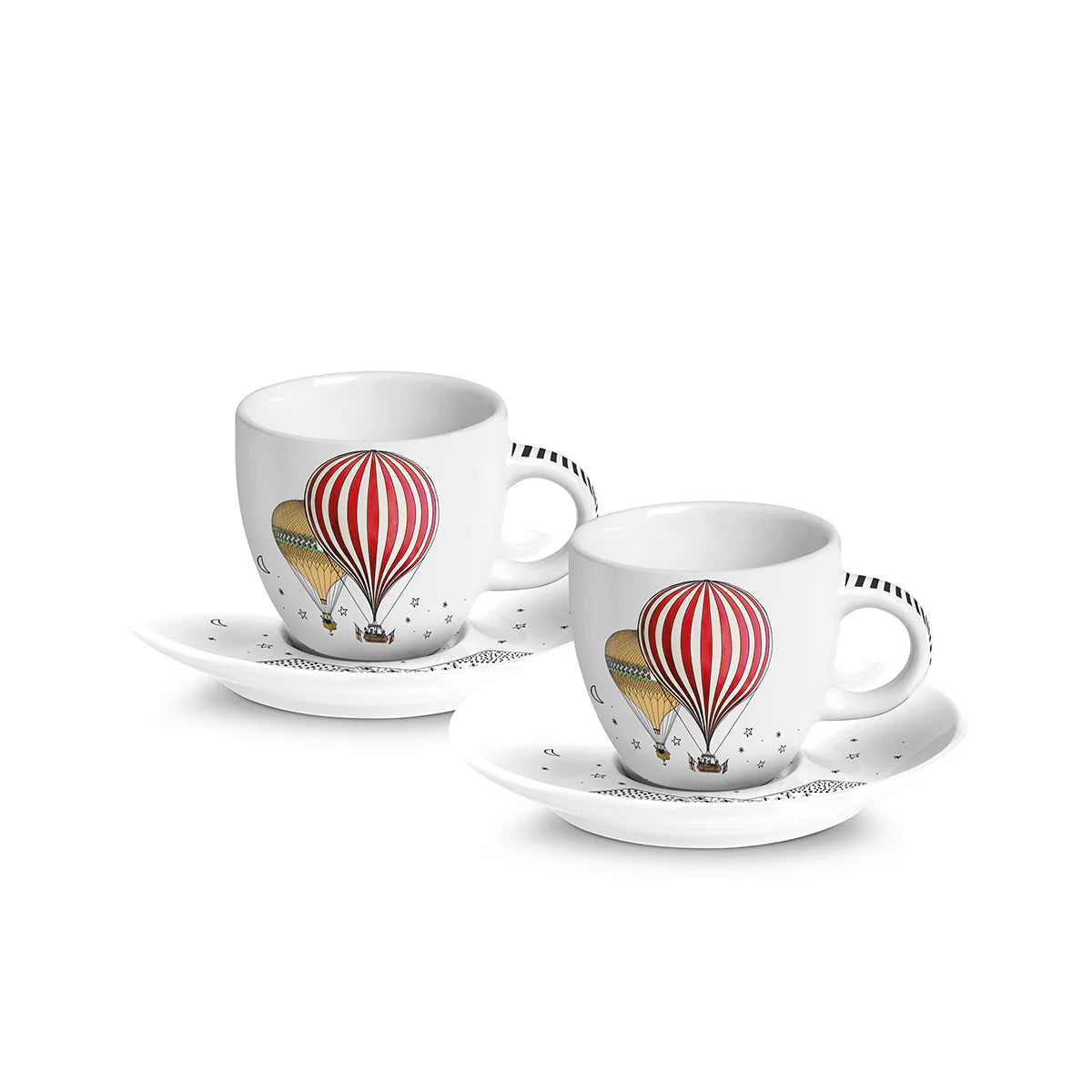 SET 2 TAZZE CAFFE' C/PIATTINO GIRAMONDO BIANCO 80ML