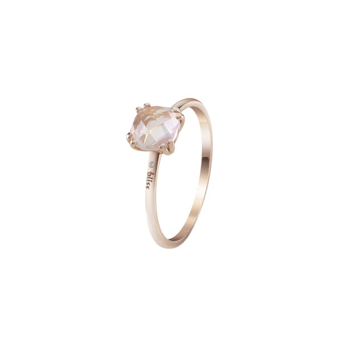 Bliss - JOY CANDY Anello in oro rosa 9KT con diamante e quarzo rosa