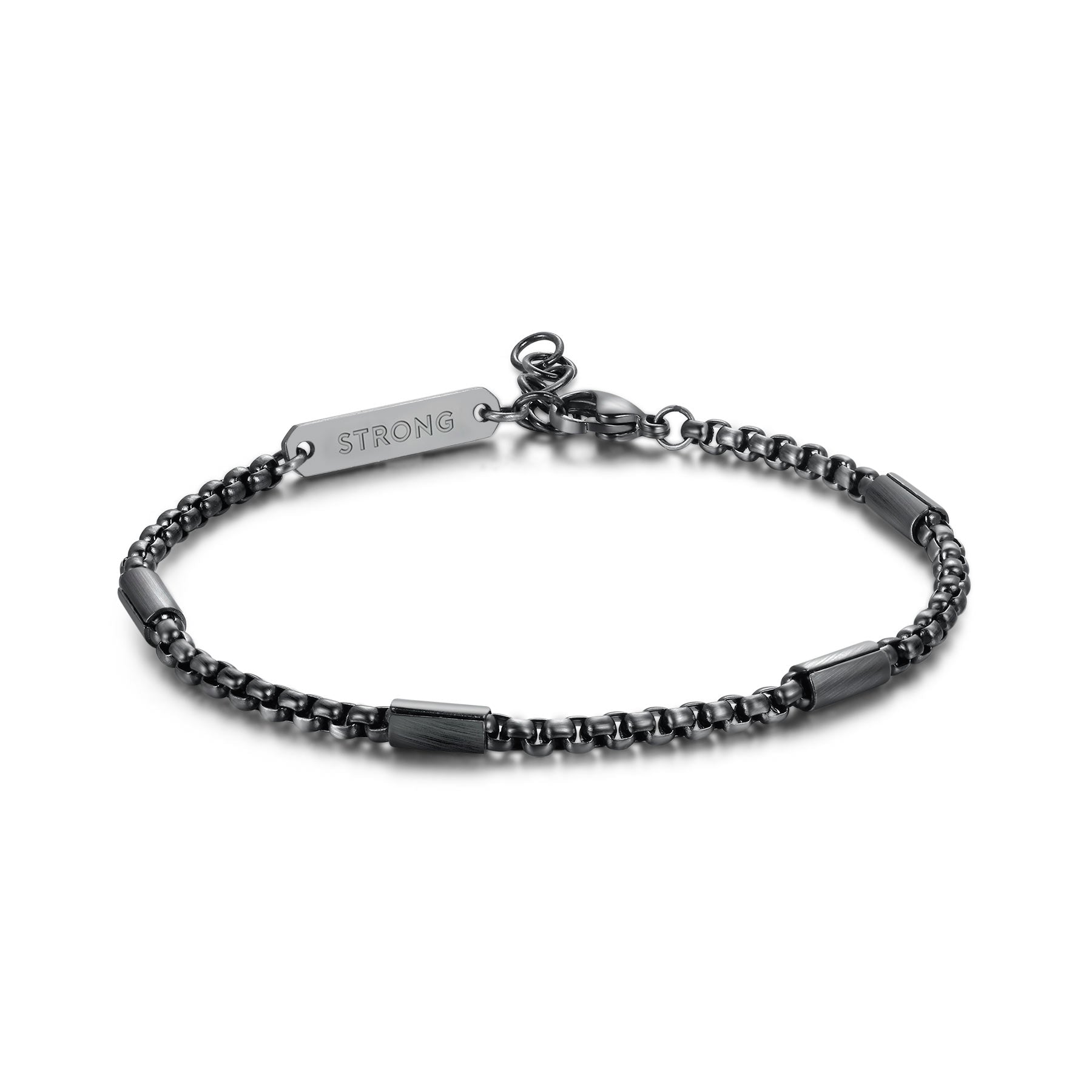 S'Agapò - Bracciale RIPPLE in argento brunito con catena veneziana