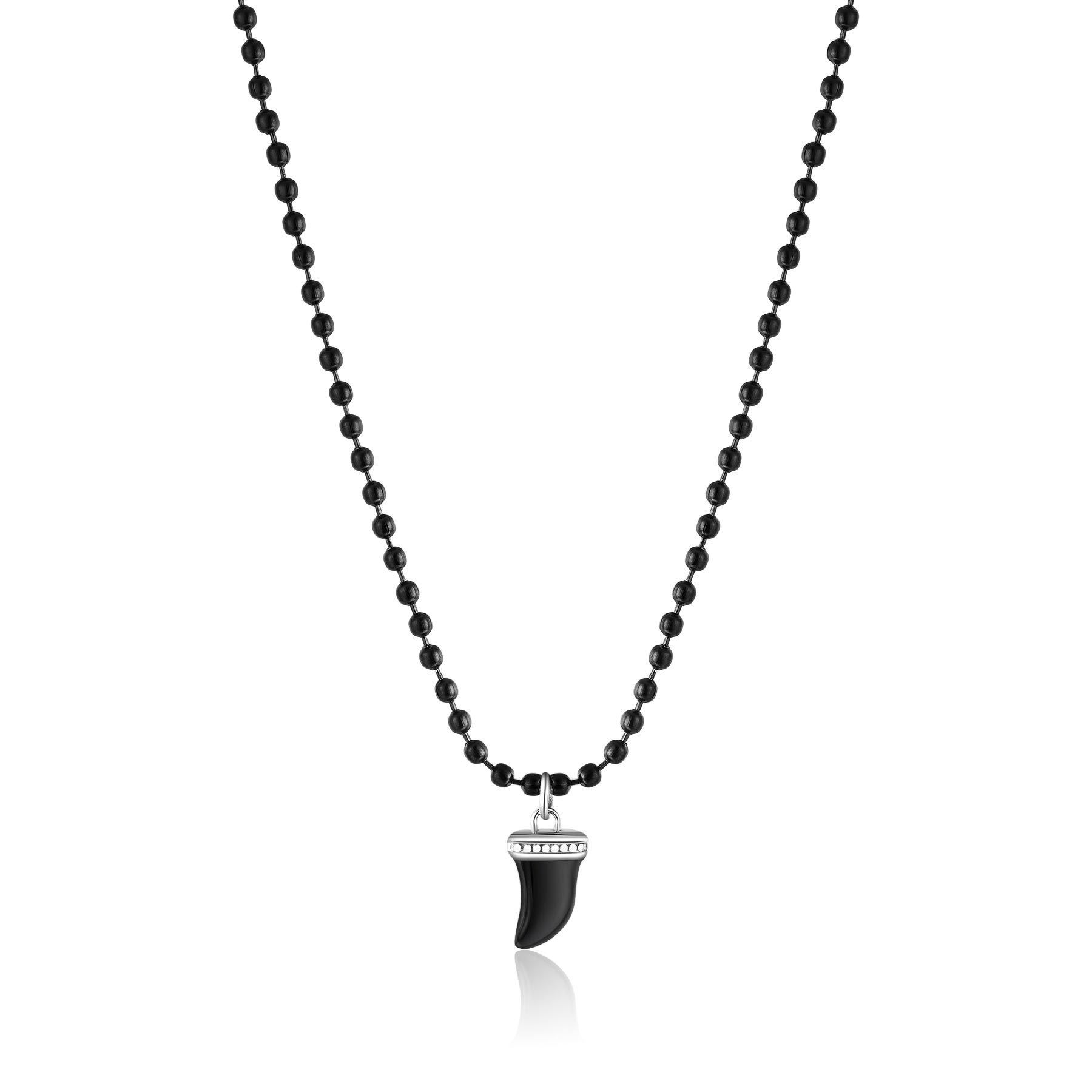 S'Agapò - Collana CHARISMA in acciaio, pvd nero, con dente di squalo