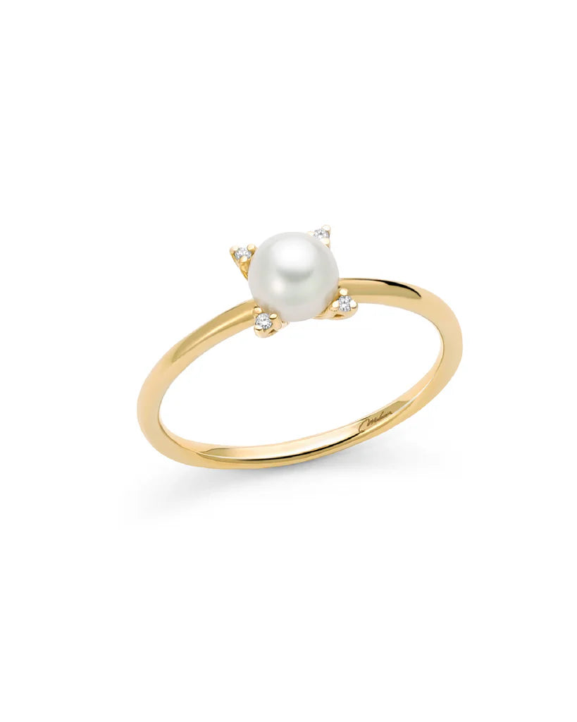MILUNA Anello da donna Miluna Perle 375 in oro giallo 9kt con 4 diamanti 0,0132ct e perla 5/5,5 PLI1688X