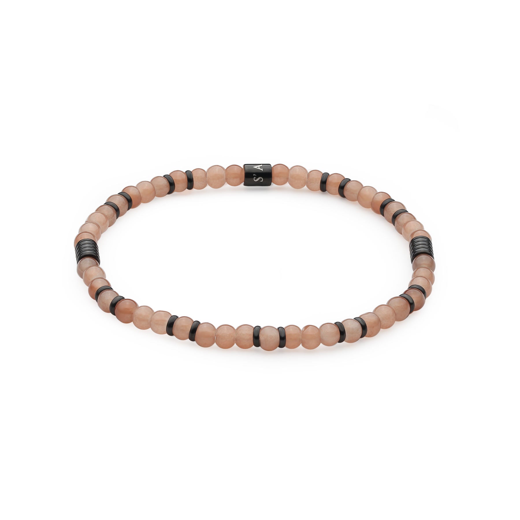 S'Agapò - Bracciale elastico Madera con sfere in vetro marro