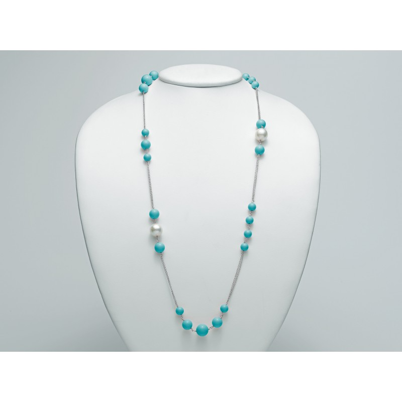COLLANA MILUNA - CORALLO TURCHESE / ARGENTO