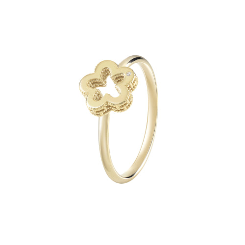 Bliss - JOY Anello, forma fiore, in oro giallo 9kt e diamante