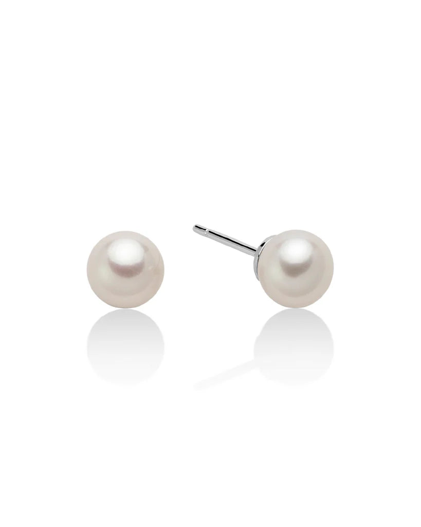 MILUNA Orecchini a lobo da donna Miluna Perle 375 in oro bianco 9kt con due perle 7,5/8 PPL758BBMX
