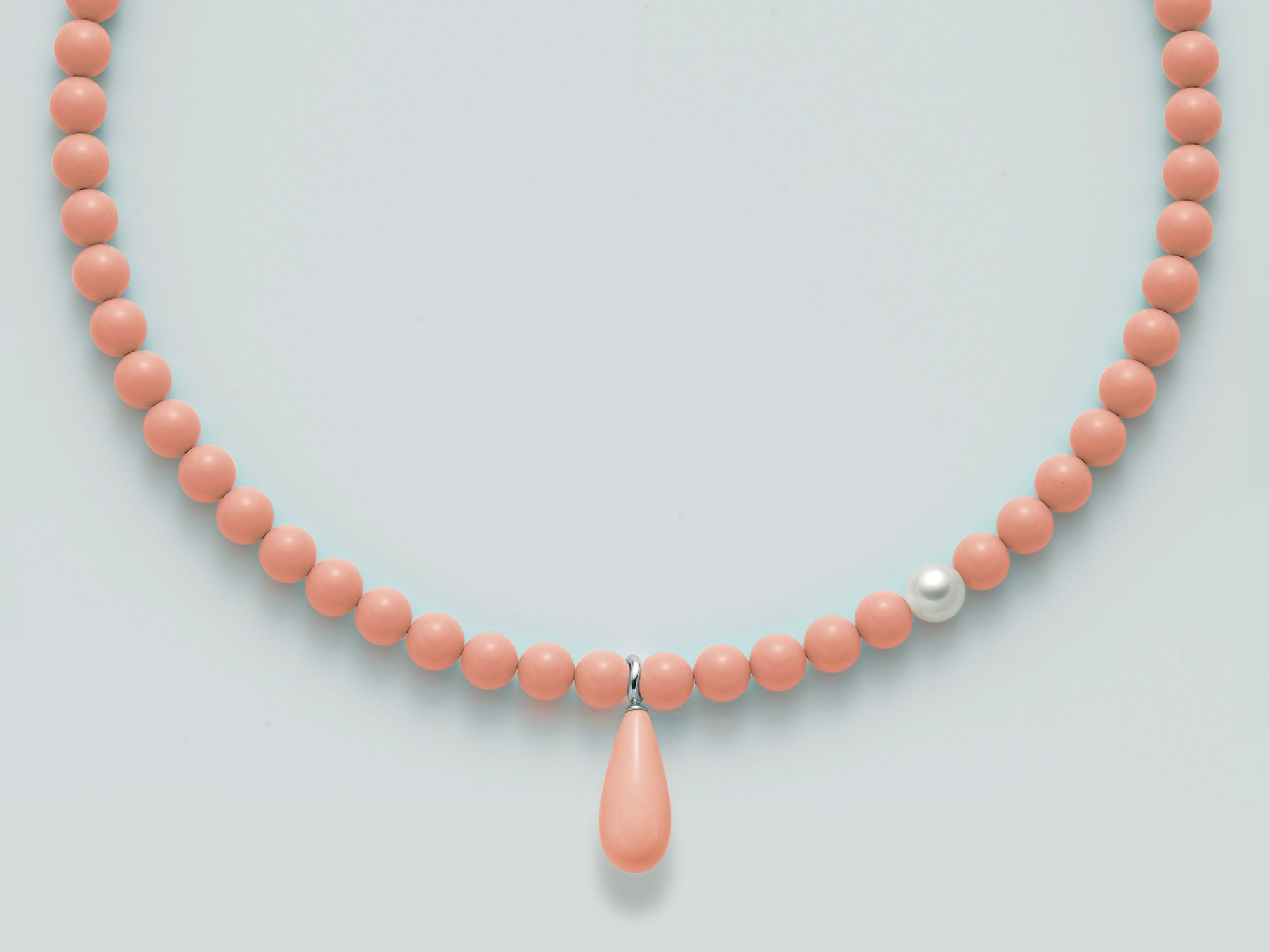 COLLANA MILUNA - CORALLO ROSA CON PENDENTE