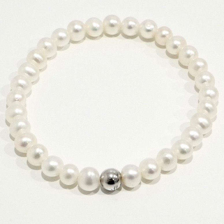 BRACCIALE MILUNA IN ARGENTO CON PERLE BIANCHE