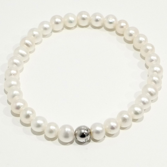 BRACCIALE MILUNA IN ARGENTO CON PERLE BIANCHE