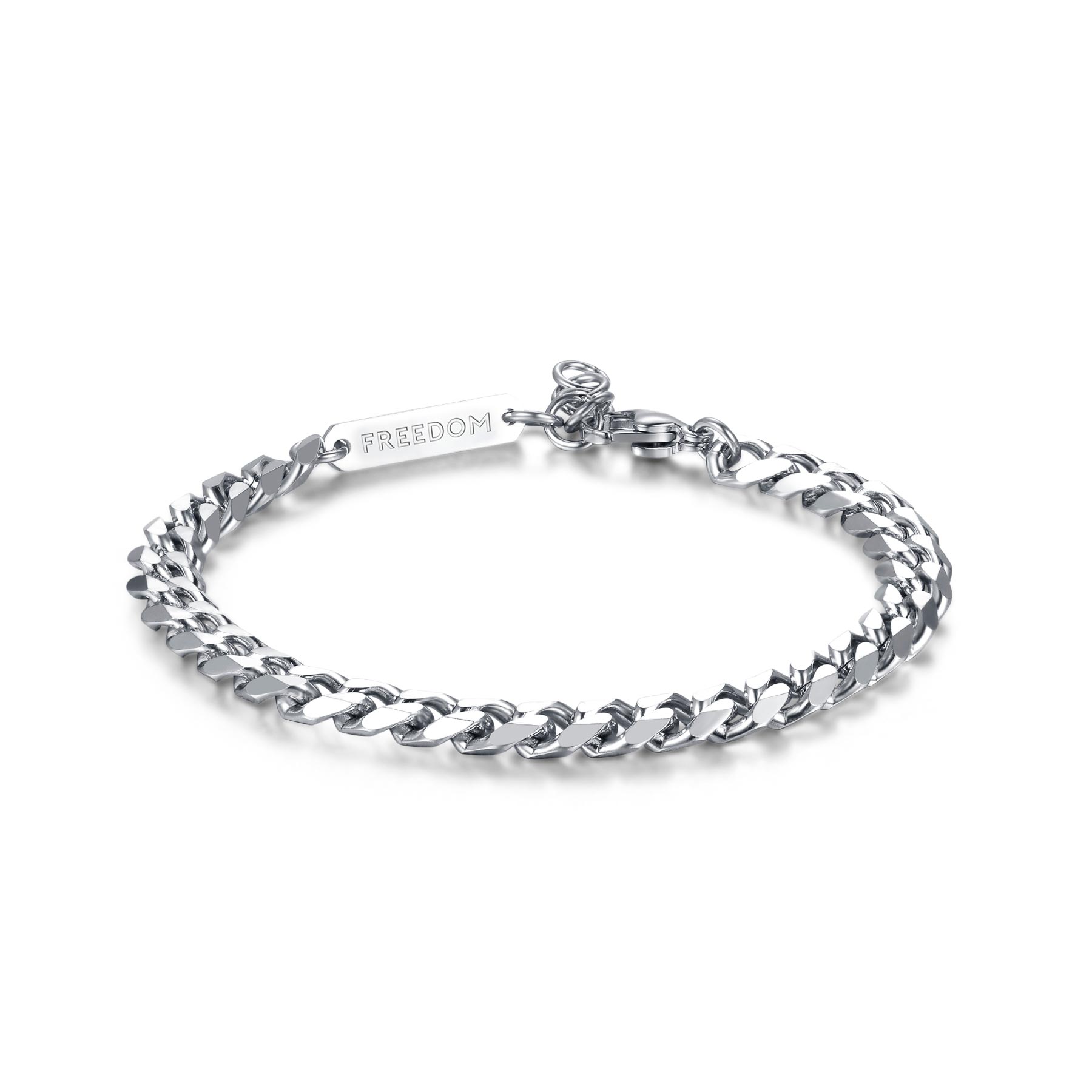 S'Agapò - Bracciale RIPPLE in acciaio , catena grumetta diamantata