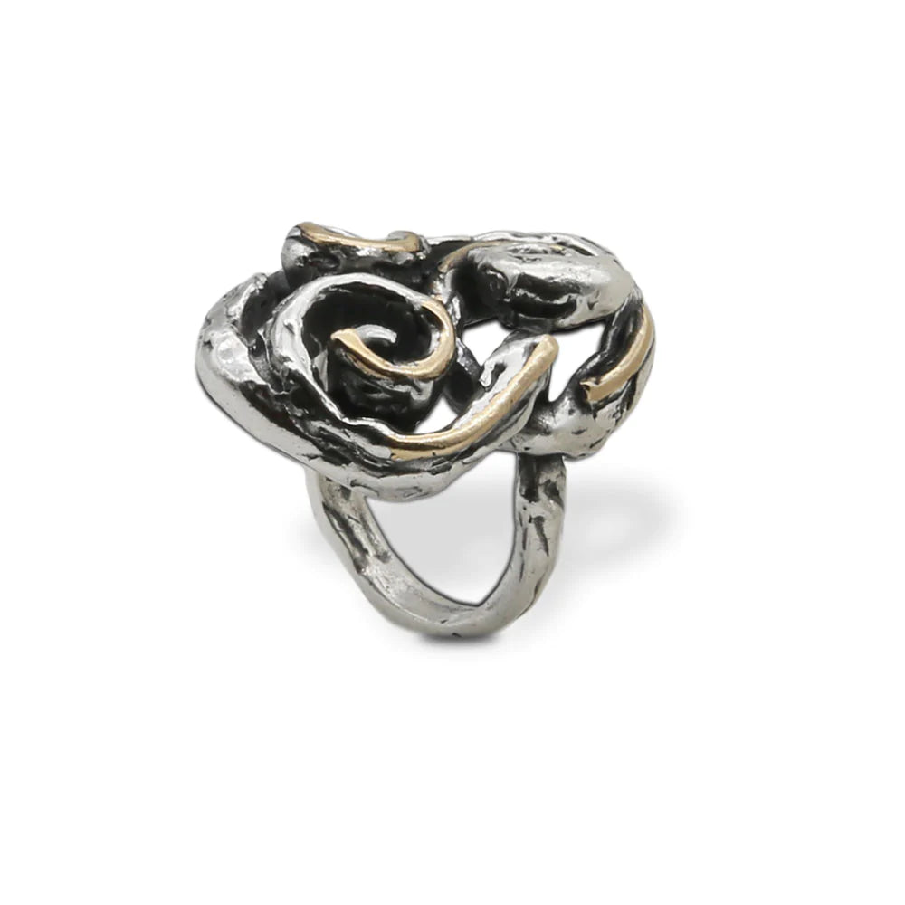 Anello Ghirigori argento 925 e bronzo
