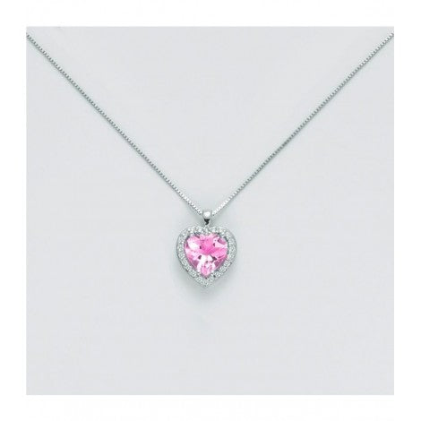 Collana Miluna Cuore Zaffiro Rosa 0,48 Ct Diamanti 0.10 Ct G SI CLD4459