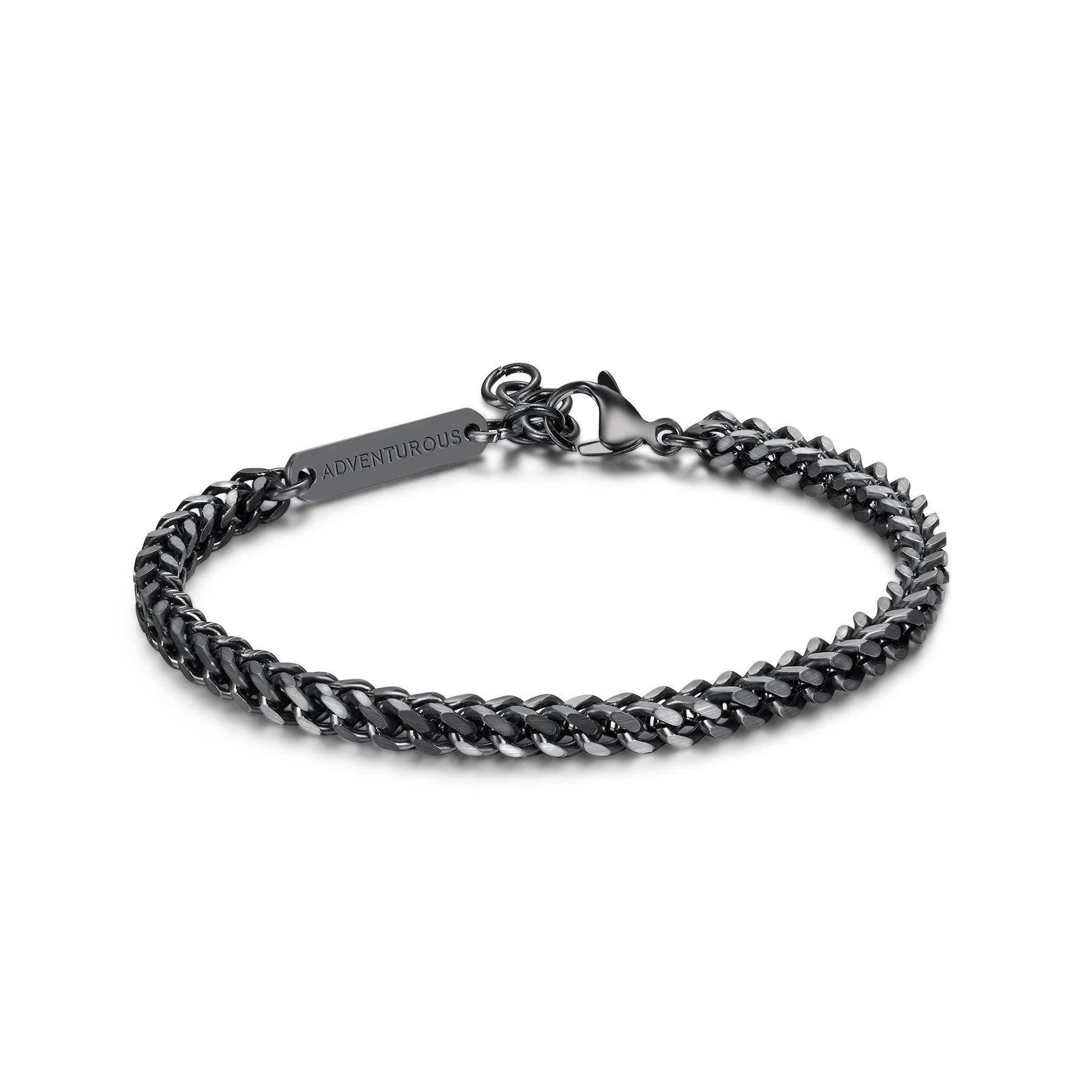 S'Agapò - Bracciale RIPPLE in acciaio brunito , catena spiga  18