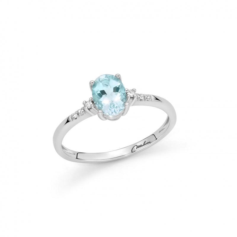Miluna - anello con acquamarina e diamanti
