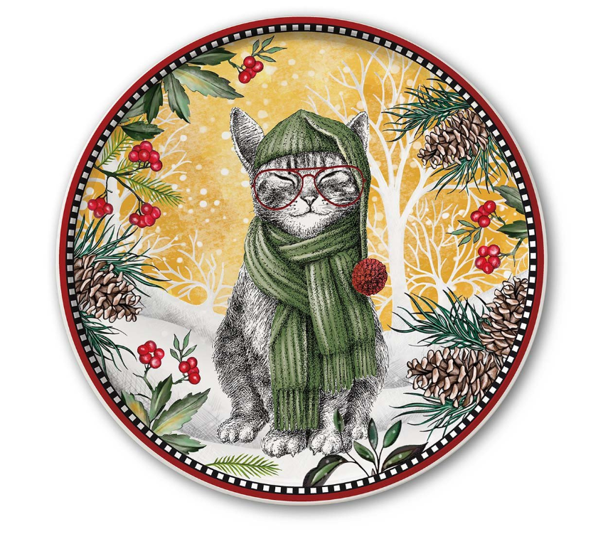EGAN Piatto Panettone Natale Gatto D.31