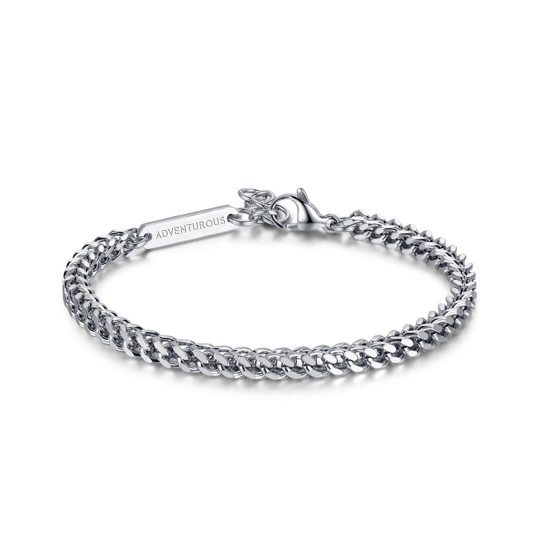 S'Agapò - Bracciale RIPPLE in acciaio con catena a spiga quadrata