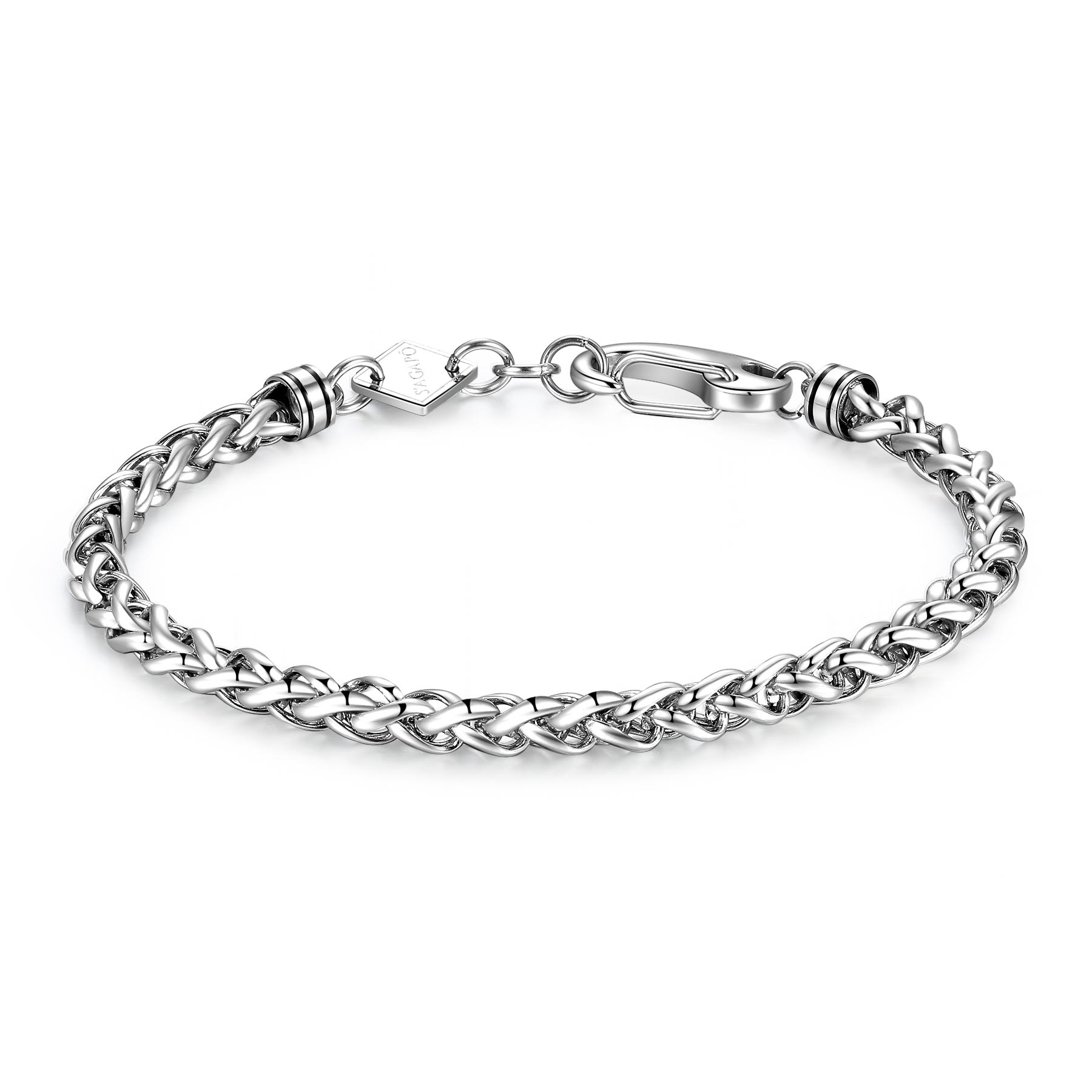 S'Agapò - Bracciale RIPPLE in acciaio, catena spiga