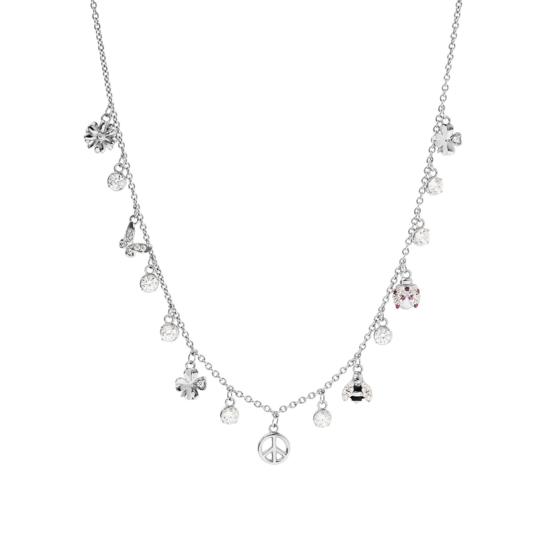 COLLANA DONNA ROSATO CON PENDENTI PRIMAVERA - ZIRCONI
