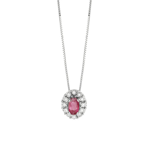 Bliss - REGAL Collana in oro bianco con rubino e diamanti