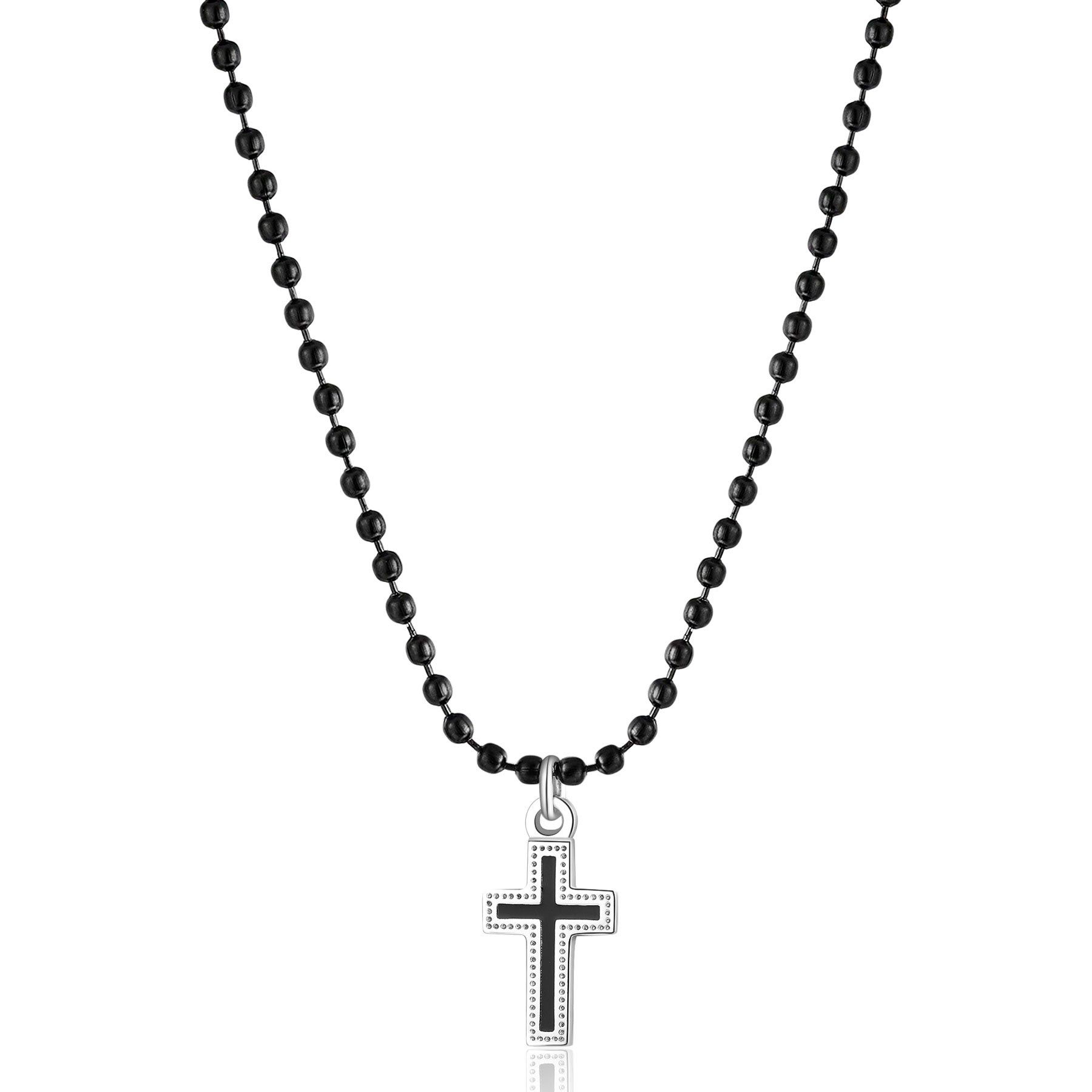 S'Agapò - Collana CHARISMA in acciaio, pvd nero con croce