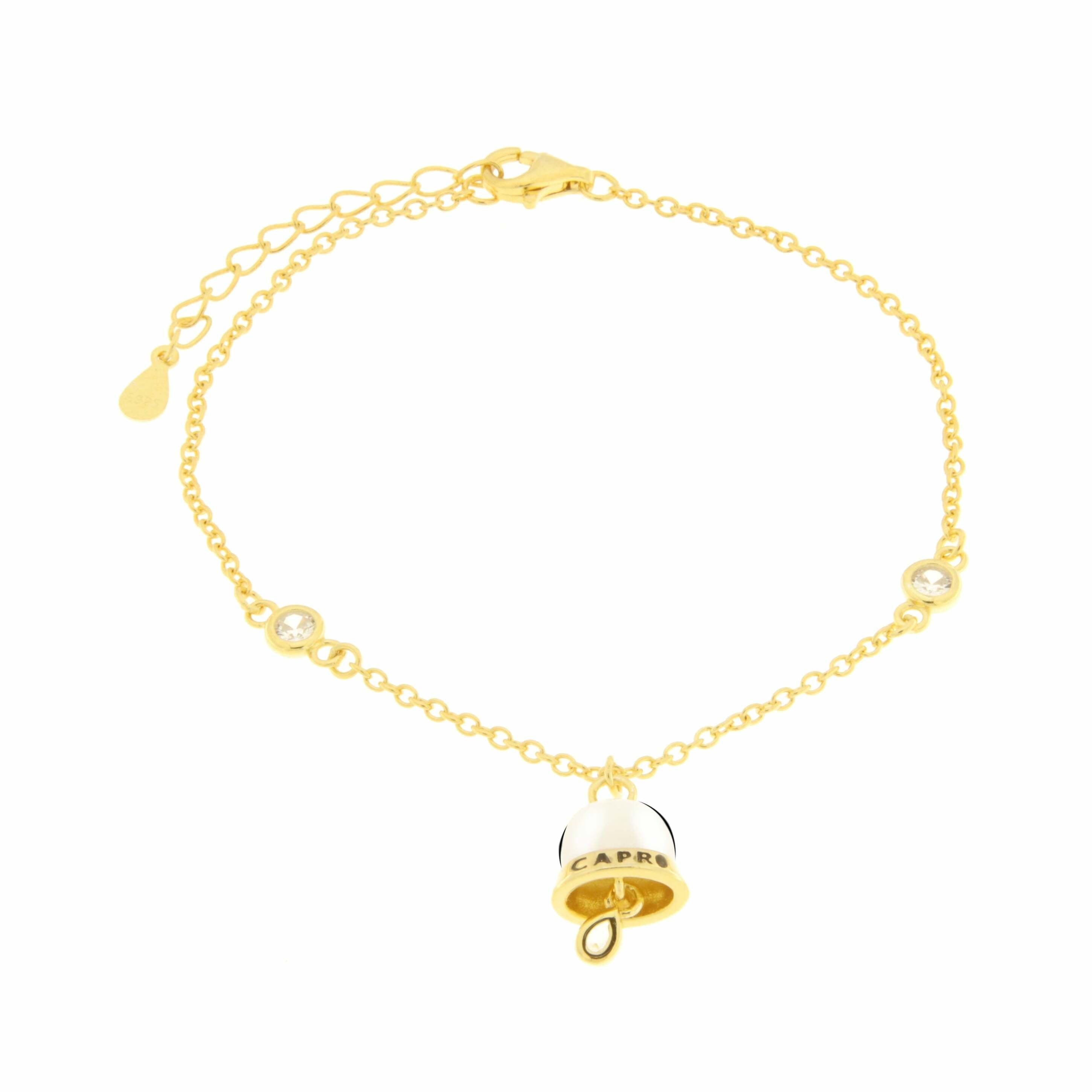 amo capri - Bracciale in Argento 925 con campanella bianca con scritta Capri