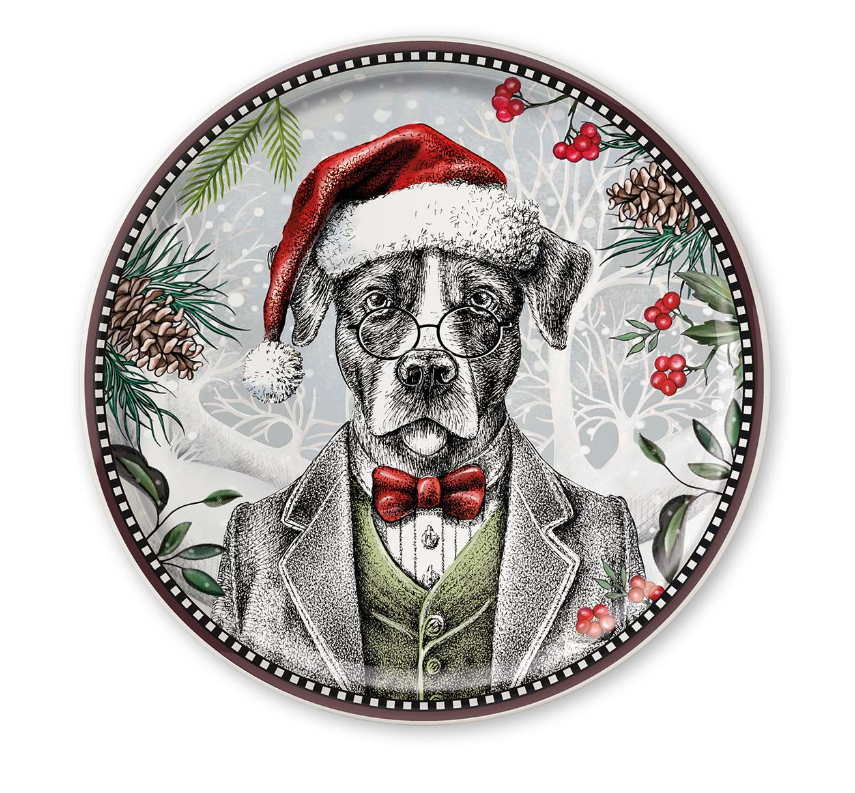 EGAN Piatto Panettone Natale Cane D.31