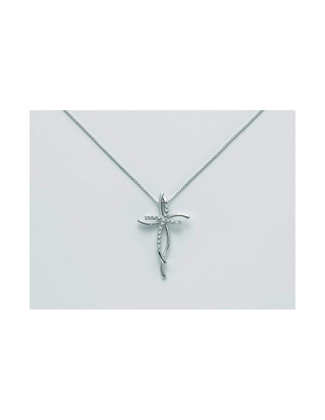 COLLANA MILUNA - CROCE IN ORO BIANCO E BRILLANTI