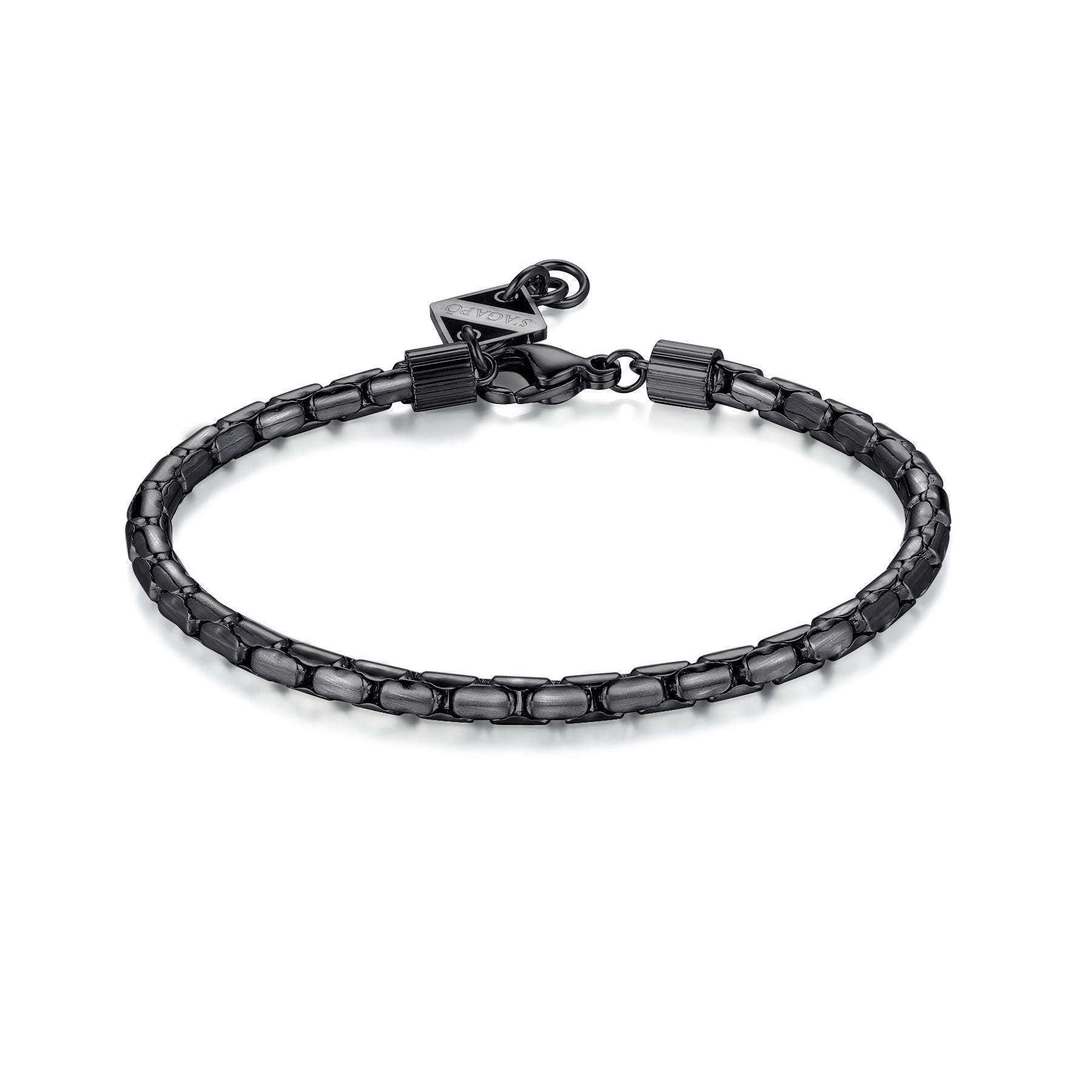 S'Agapò - Bracciale RIPPLE  iin acciaio pvd gun brunito con catene