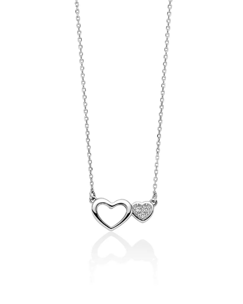 MILUNA Collana da donna Miluna Diamanti 375 in oro bianco 9kt ciondolo con cuori e diamanti di 0,0099ct CLD4669X