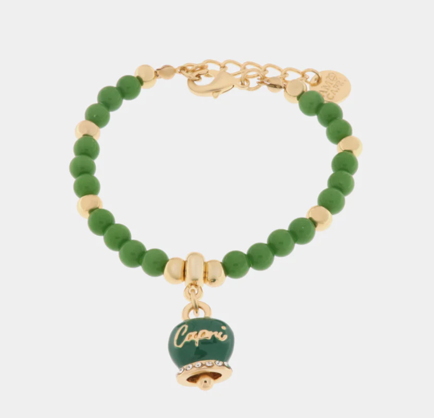 amo capri - Bracciale in Metallo Con campanella portafotuna Capri