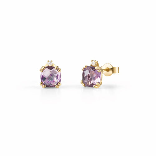 Bliss - JOY CANDY Orecchini in oro rosa con diamante e ametista