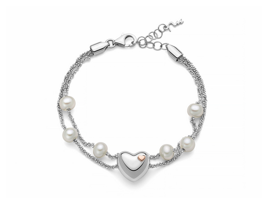 Miluna - bracciale doppio filo con perle e cuore centrale