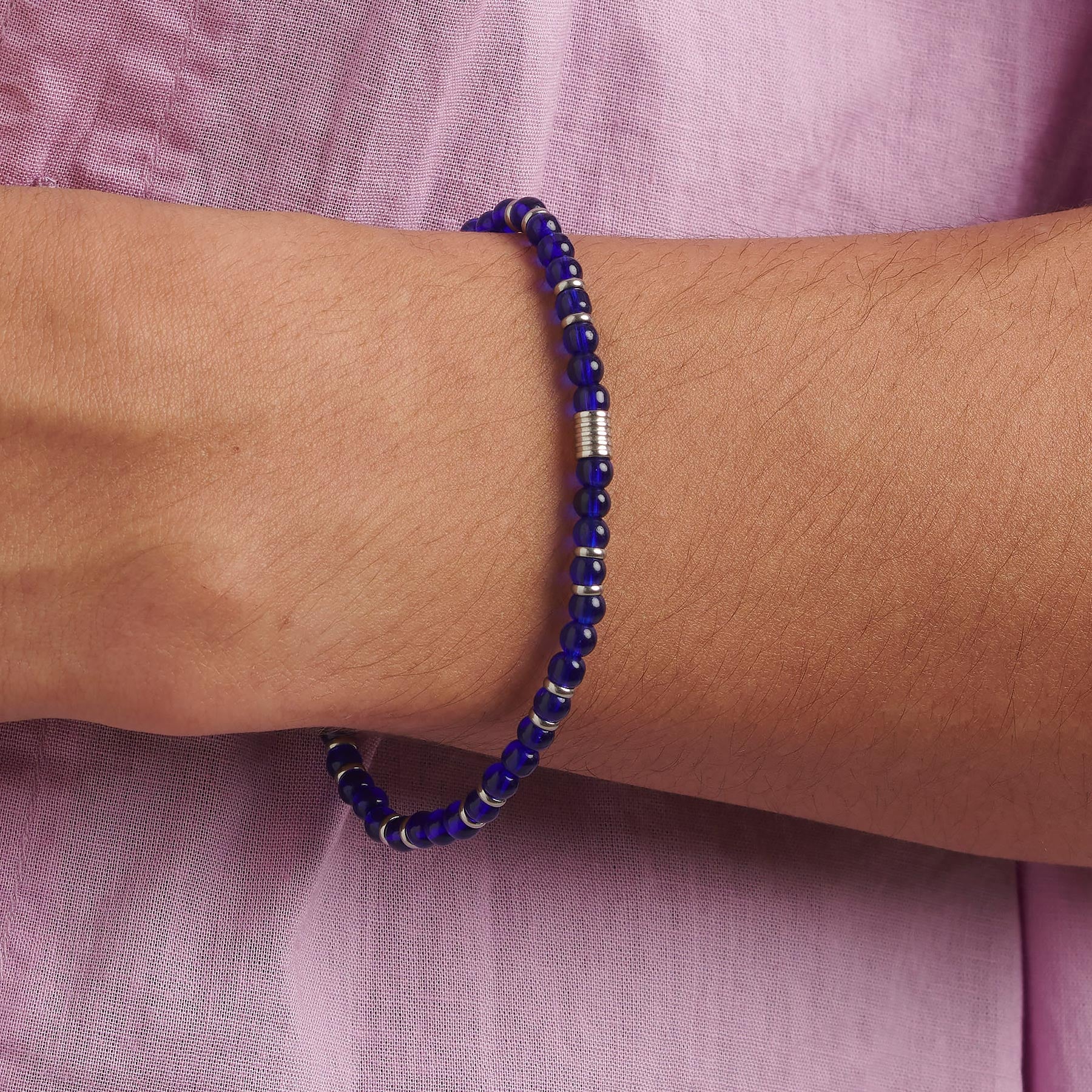 S'Agapò - Bracciale elastico con sfere blu