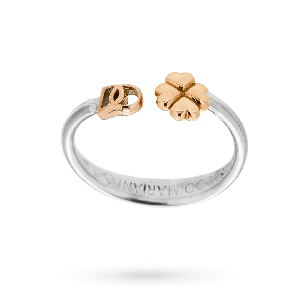 ANELLO ARGENTO E ORO QUADRIFOGLIO - DODO MARIANI