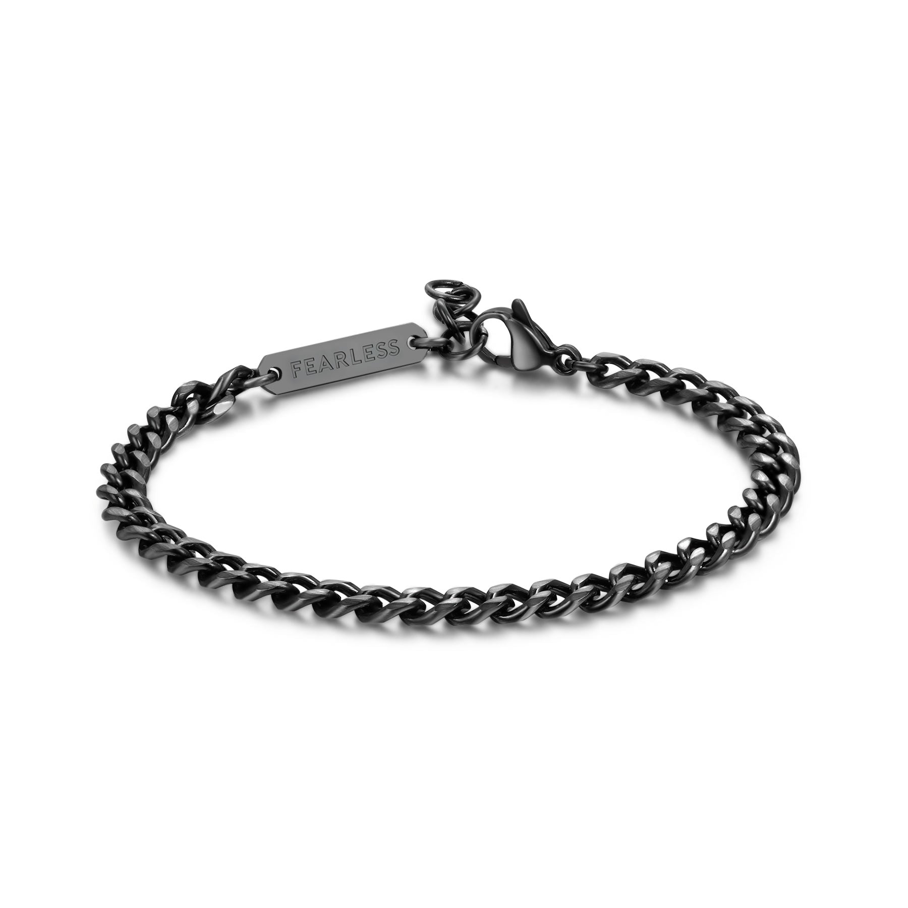 S'Agapò - Bracciale RIPPLE in acciaio brunito con catena grumetta