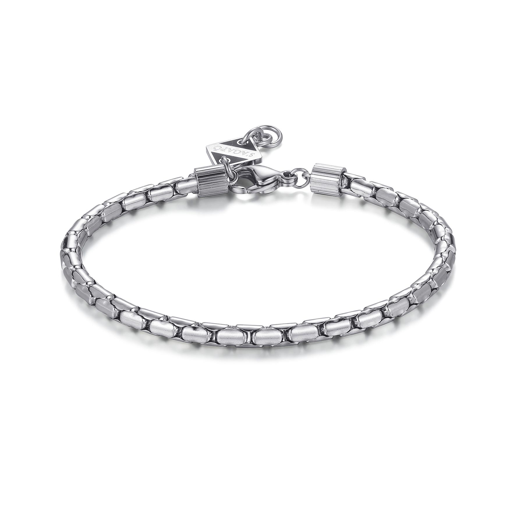 S'Agapò - Bracciale RIPPLE in acciaio lucido e catena snake