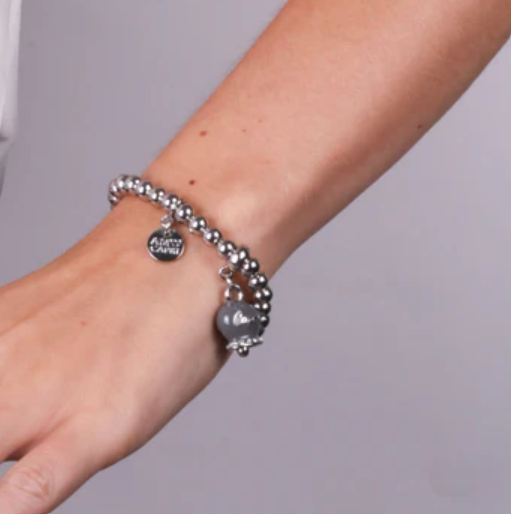 amo capri - Bracciale in Metallo con campanella grigia scritta capri