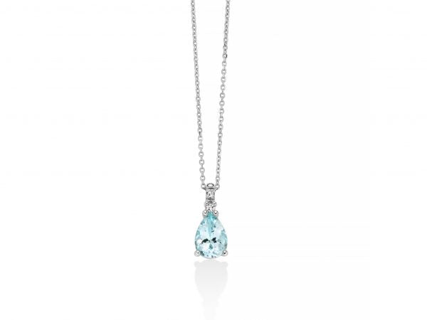Miluna - collana con diamanti ed acqua marina