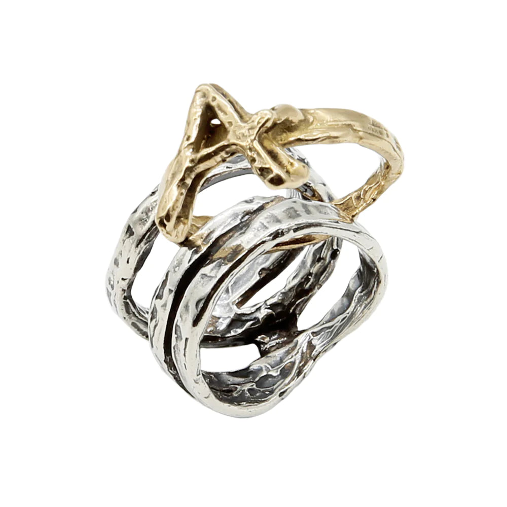Anello lettering fascia unisex in argento 925 e bronzo con fascetta estraibile