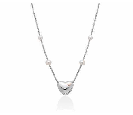 Miluna - Collana in argento con perle Oriente e cuore centrale