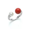 Miluna - Anello con perla e corallo rosso