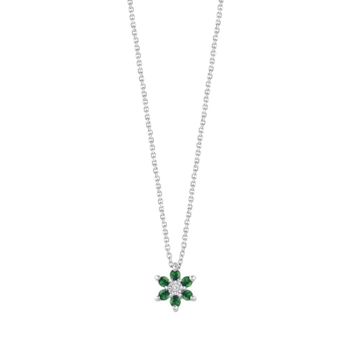Bliss - Collana in oro bianco con smeraldi e diamante