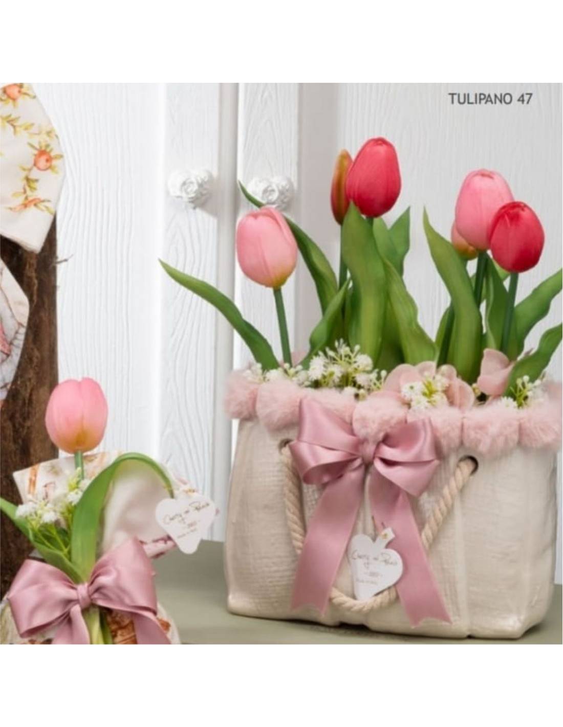 Cherry and peach borsa in stoffa complemento d'arredo