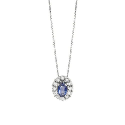 Bliss - REGAL Collana in oro bianco con zaffiro e diamanti