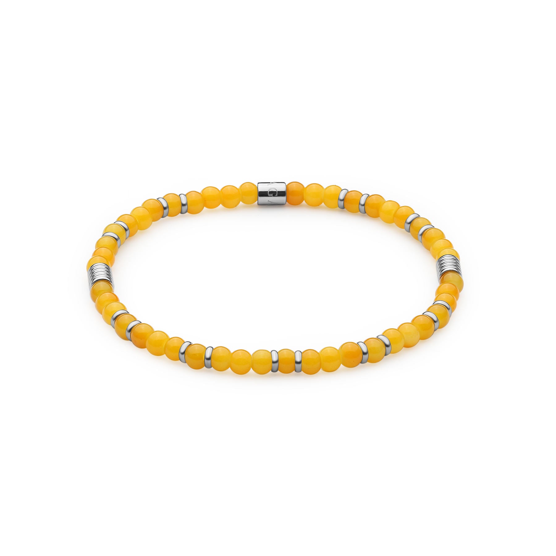 S'Agapò - Bracciale elastico MADERA con sfere in vetro gialle