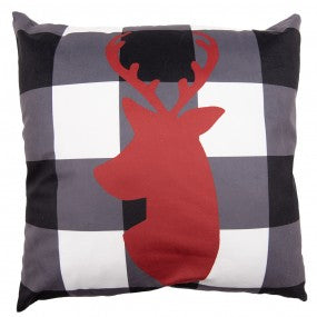 Clayre & Eef Federa per cuscino 45x45 cm Nero Rosso Poliestere Renna Quadrato Copricuscino decorativo