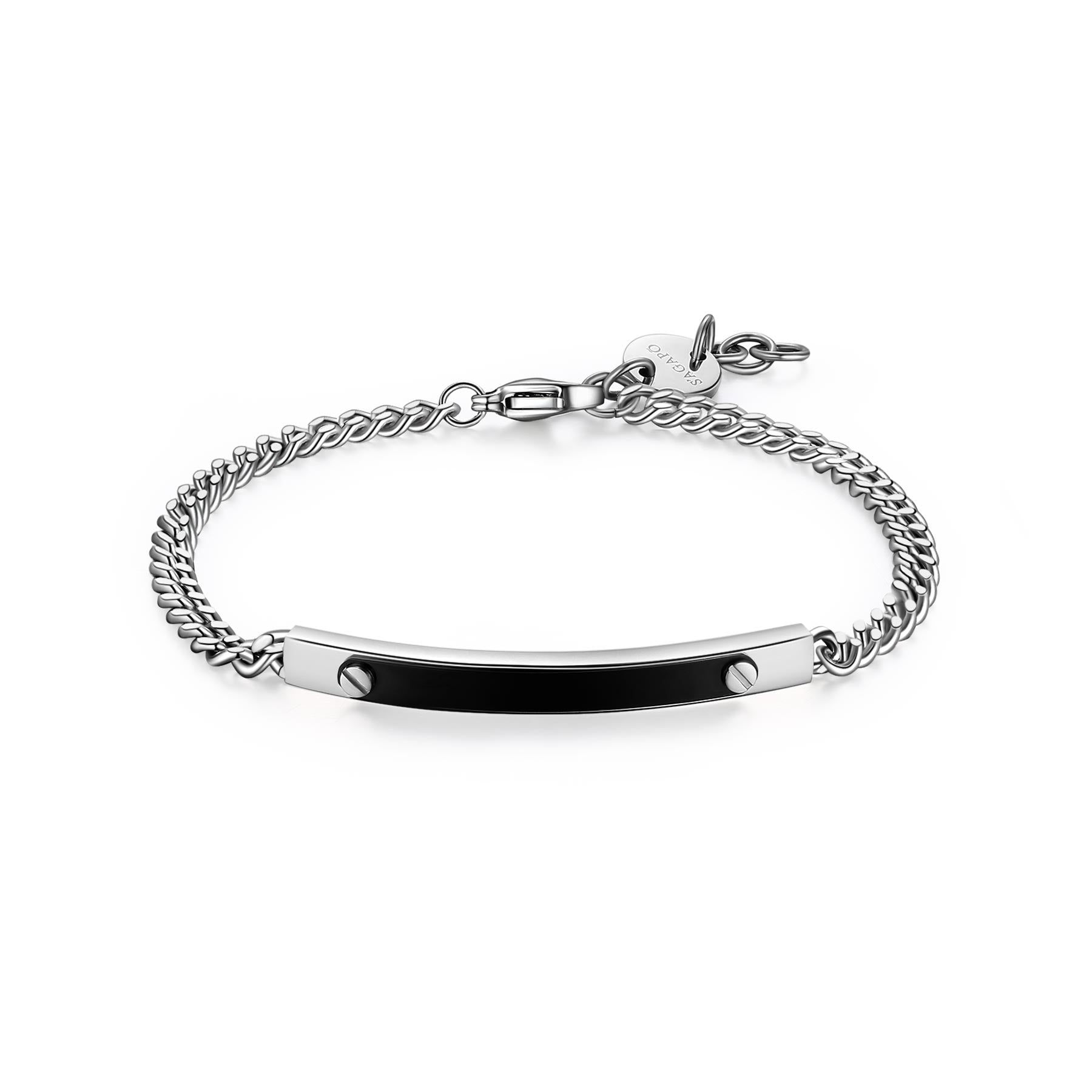 S'Agapò - Bracciale PROUD in acciaio, catena grumetta e cent