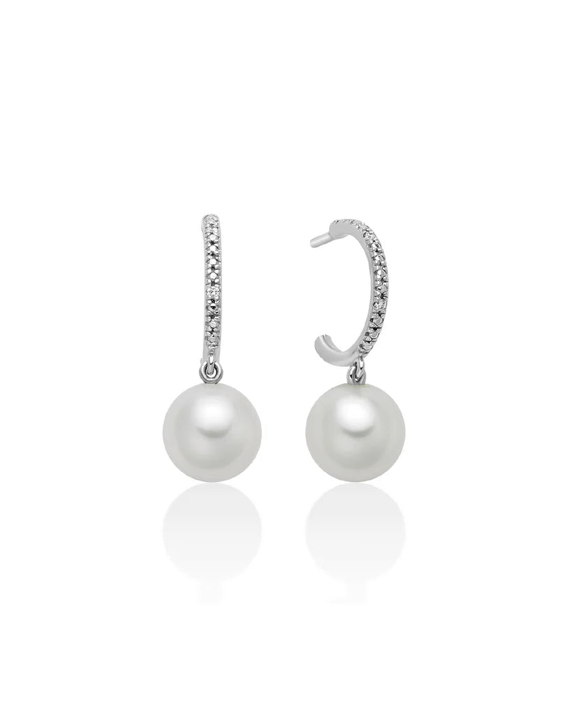 MILUNA Orecchini pendenti da donna Miluna Perle 375 in oro bianco 9kt con 4 diamanti 0,0112ct e perle 6,5/7 PER2726X